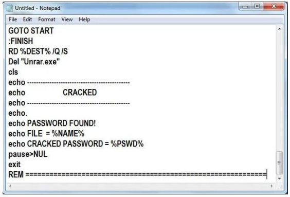 crack rar password with notepad