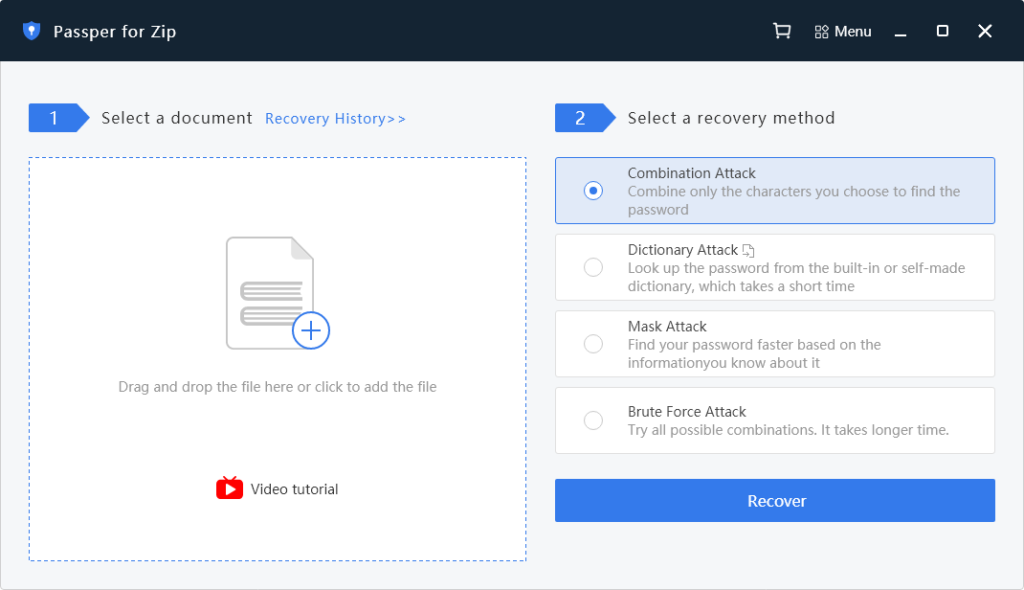 Récupération de mot de passe ZIP en ligne